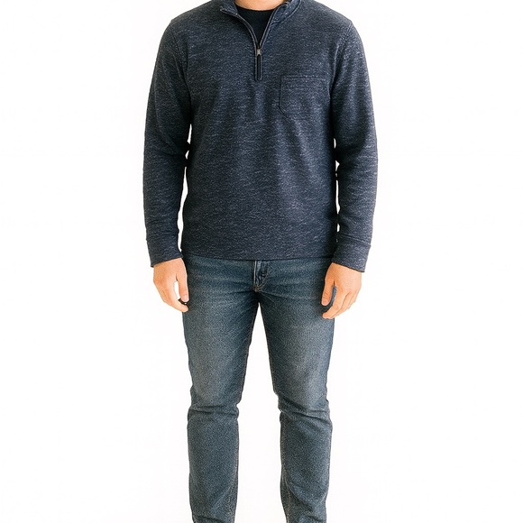 Nautica Size Large Navy Blue 1/4 Zip Pullover Shirt. - Picture 1 of 7